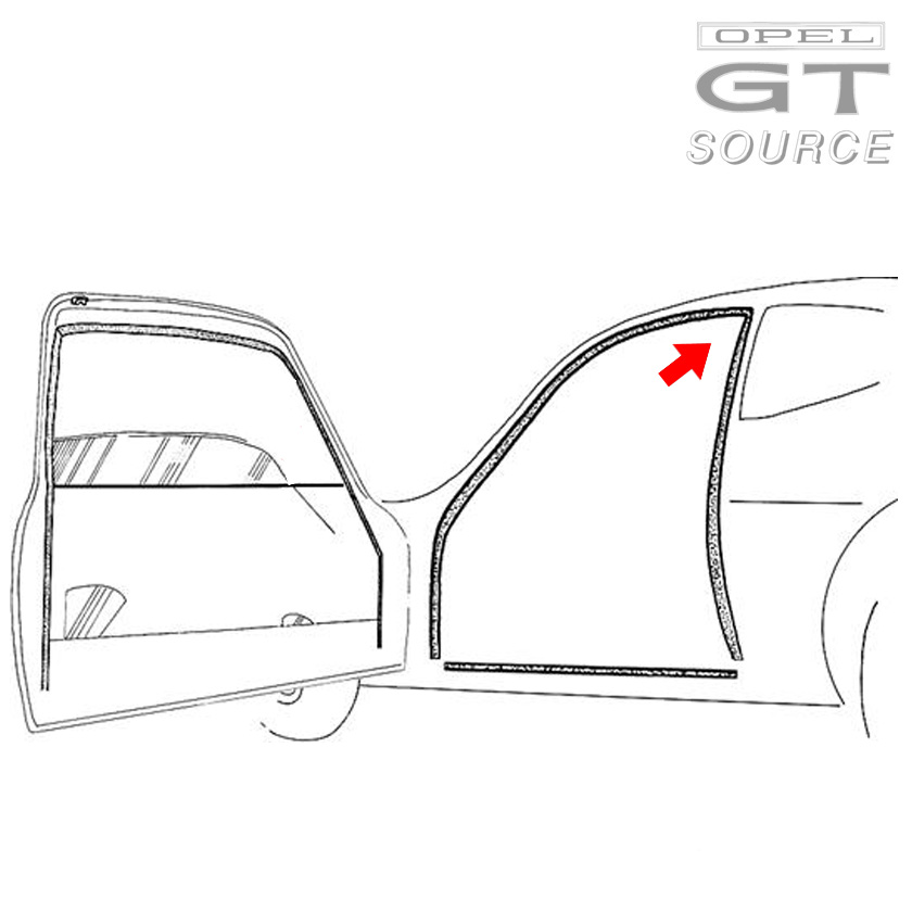 2038_opel_gt_door_weatherstrip_upper_piece_diagram