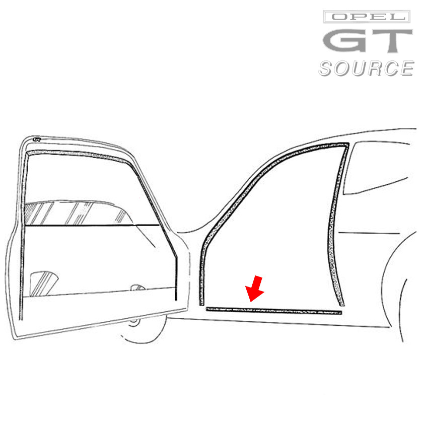 2039_opel_gt_door_weatherstrip_lower_piece_diagram