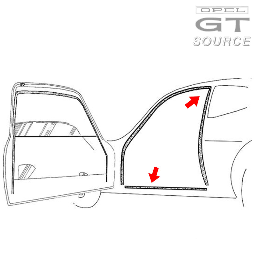2222_opel_gt_door_weatherstrip_kit_diagram