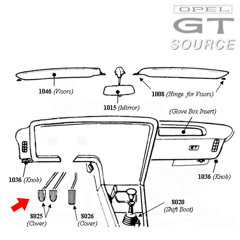 8025_opel_gt_brake_clutch_pedal_pad_diagram